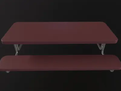 School Picnic Table 3D Model Low-poly 3D model