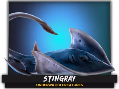 Stingray lowpoly underwater creatures  ocean monster fish - 2 Low-poly 3D model