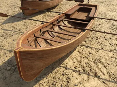 Low Poly PBR Row Boat Low-poly 3D model