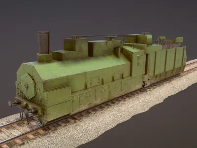 Armored Train PR-35 Locomotive Low-poly 3D model