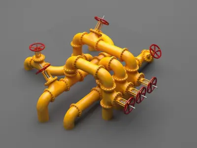 PBR Industrial Pipes Large Low-poly 3D model