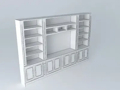 Bookcase entertainment center with shelves Free 3D model