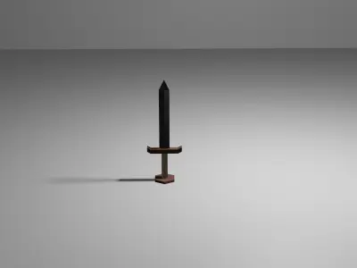 low poly sword on table Free low-poly 3D model