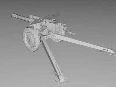 152mm D-1 Howitzer Military Missile Weapon - Game Ready Low-poly 3D model