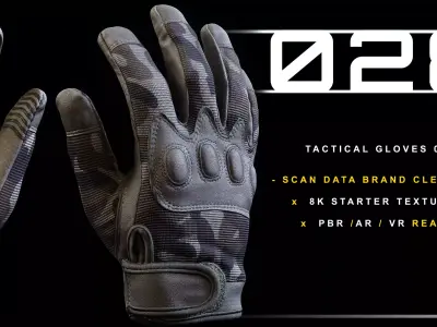 Tactical Gloves 028 Low-poly 3D model