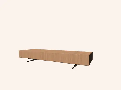 Scandinavian Wood TV Stand - Metal Legs - Low Poly 3D Model Free low-poly 3D model