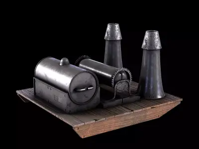 Steam donkey industrial Low-poly 3D model