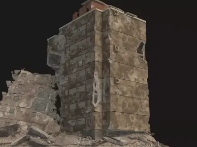 DESTROYED BUILDING 8 Low-poly 3D model