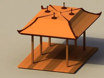 Low Poly Japanese Dais Low-poly 3D model