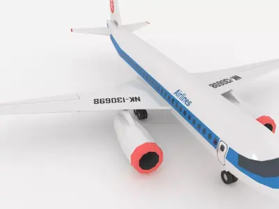 Airplane 767 Stylized low poly Low-poly 3D model