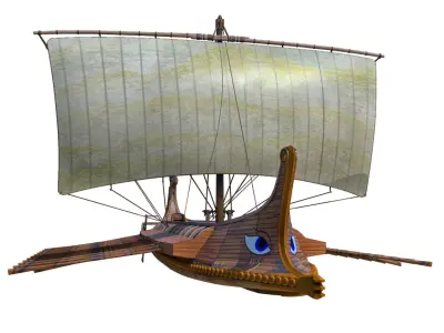 Historical Roman Greek Warship Trireme Low-poly 3D model