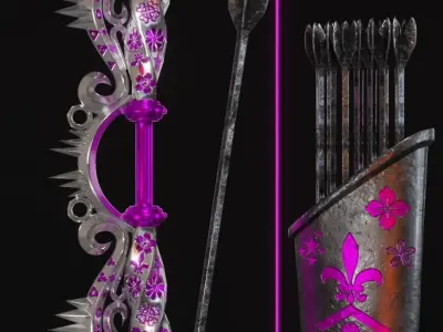 Archer Weapon - Bow Low-poly 3D model textured Low-poly 3D model
