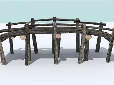 Wooden Bridges Pack Low-poly 3D model