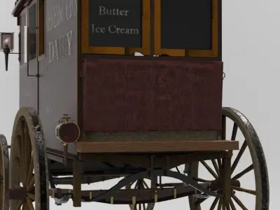 Commercial Horse-Drawn Wagon 3D model