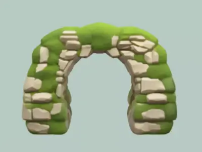 Stone arch covered in moss 3D model