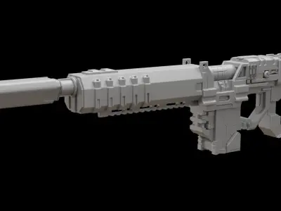 Mecha hard surface assault rifle 3D model