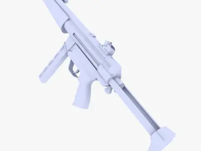 MP5 Submachine Gun 2 Low-poly 3D model