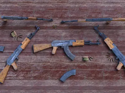 Ak-47 rifle Low-poly 3D model buy