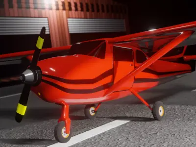 Cessna 185 Skywagon Old Style Plane Low Poly Low-poly 3D model