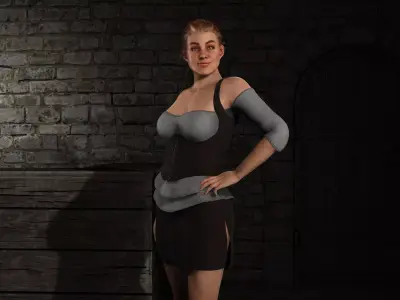 Fantasy Tavern Wench 02 - Fantasy Clothing Low-poly 3D model