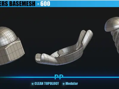 600 Fasteners Basemesh Low-poly 3D model
