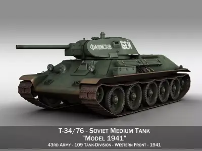 T-34-76 - Model 1941 -Soviet medium tank - 109TD 3D model