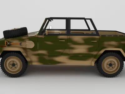 VW Type 181 with interior Army 3D model