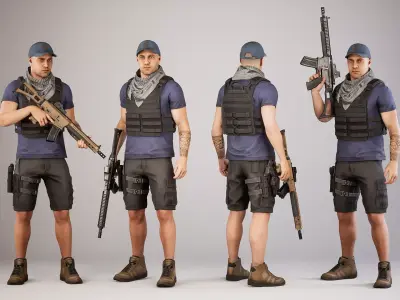 Casual Soldier 25 Low-poly 3D model