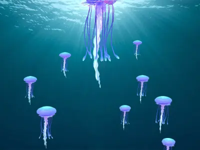 Point Cache animated jellyfish  3D model