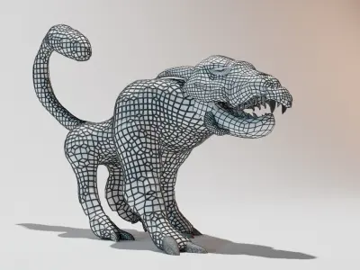 Black Wild Snake Dog Low-poly 3D model
