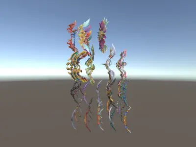 Cartoon Fantasy Weapons Bows Low-poly 3D model