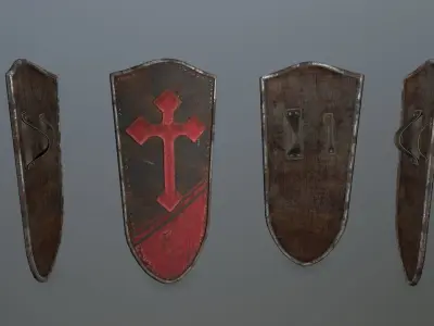 shield set 3 greek warrior Low-poly 3D model