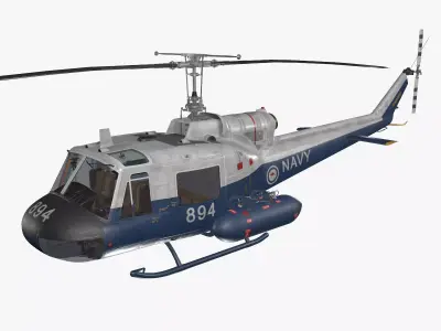 Bell UH-1B Australian Navy Complex Animation Low-poly 3D model