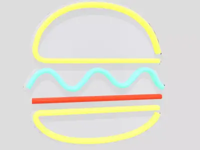 Neon Sign Burger Low-poly 3D model