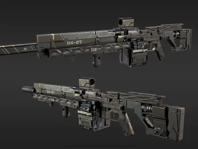 Modular Sci-fi gun Low-poly 3D model