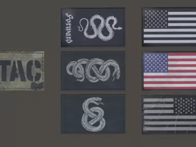 3DMA PATCHES AND FLAGS Free low-poly 3D model