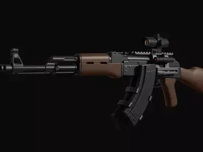 AK-47 assault rifle with scope 3D model