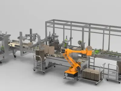Packaging machine production process line 3D model