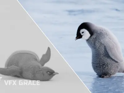 Baby Emperor Penguin Animated VFX Grace 3D model