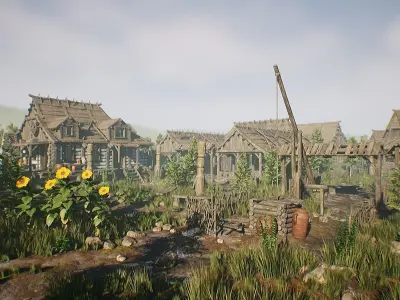  Modular Medieval Village - Unreal Project Low-poly 3D model