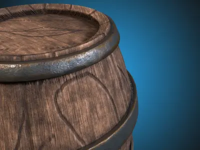 Old Wooden Barrel Low-poly 3D Model Low-poly 3D model