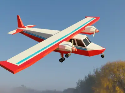 Electric Plane LOW POLY Low-poly 3D model