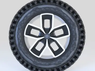 Pack Wheel Tire Rim Design Low-poly 3D model