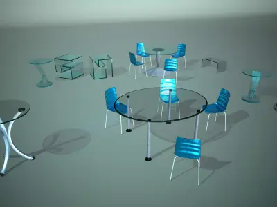 Glass furniture Free low-poly 3D model