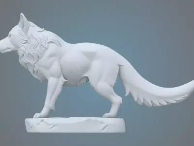 Fantasy Wolf Monument - 3D Printable Miniature Figure  PM-41 3D print model