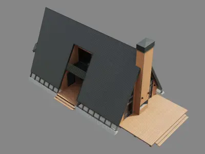 Contemporary A-Frame House ID047 Free 3D model