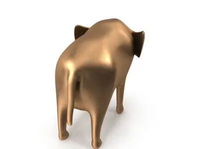 Elephant PBR golden Low-poly 3D model