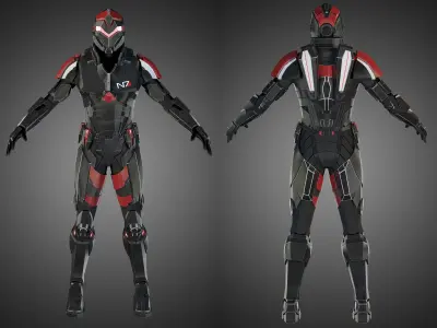 Futuristic soldier Mass Effect 3D model