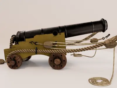 24 Pounder Naval Carriage Gun 3D model