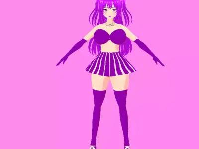 Anime Sci-Fi Idol Girl  Fully Rigged 3D Character for Games  Low-poly 3D model